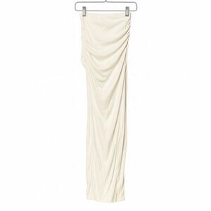Naked wardrobe white ruched maxi skirt